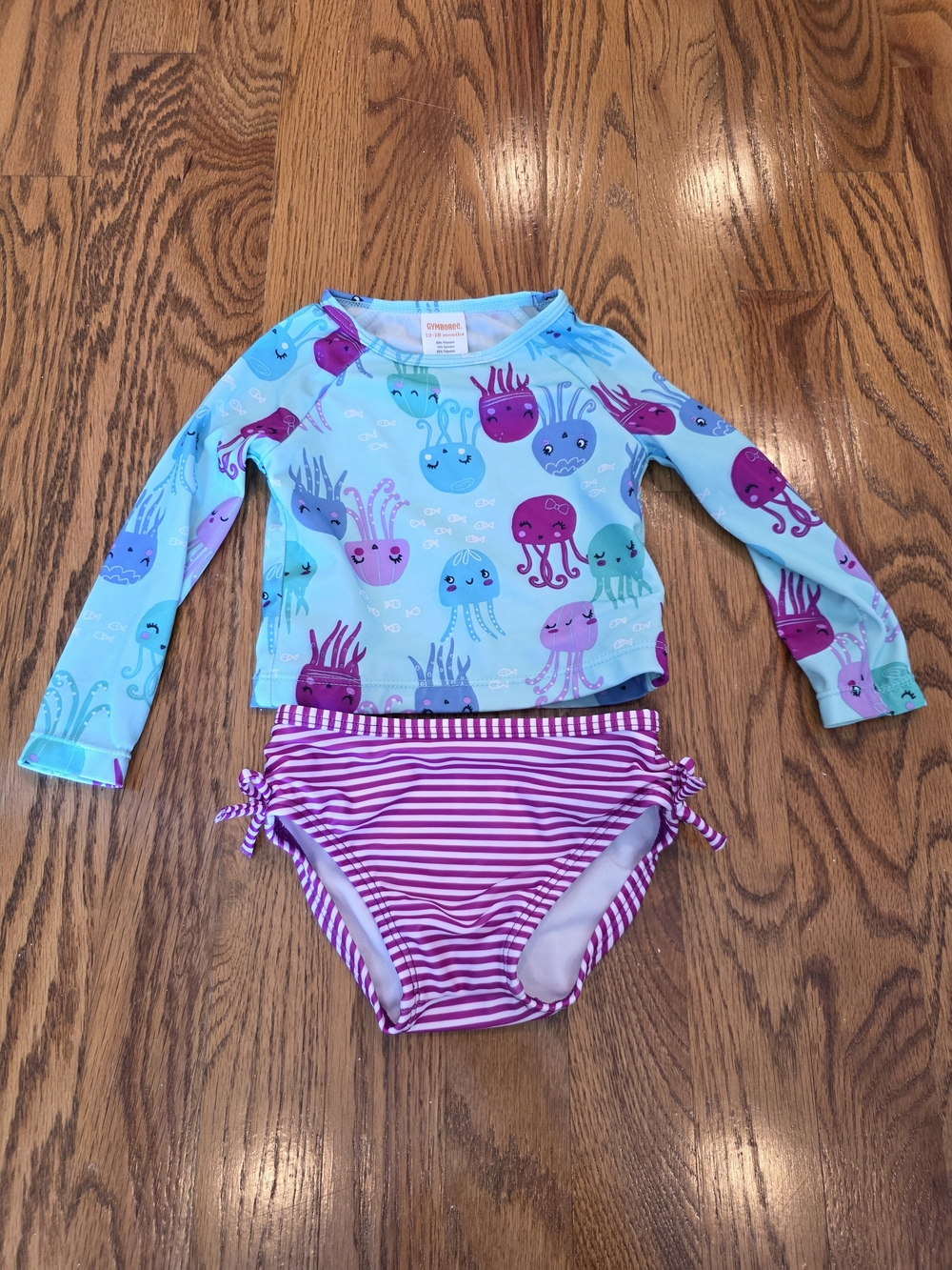 Gymboree Girls Light Blue & Purple Jellyfish Rash Guard Two-Piece Swim Set